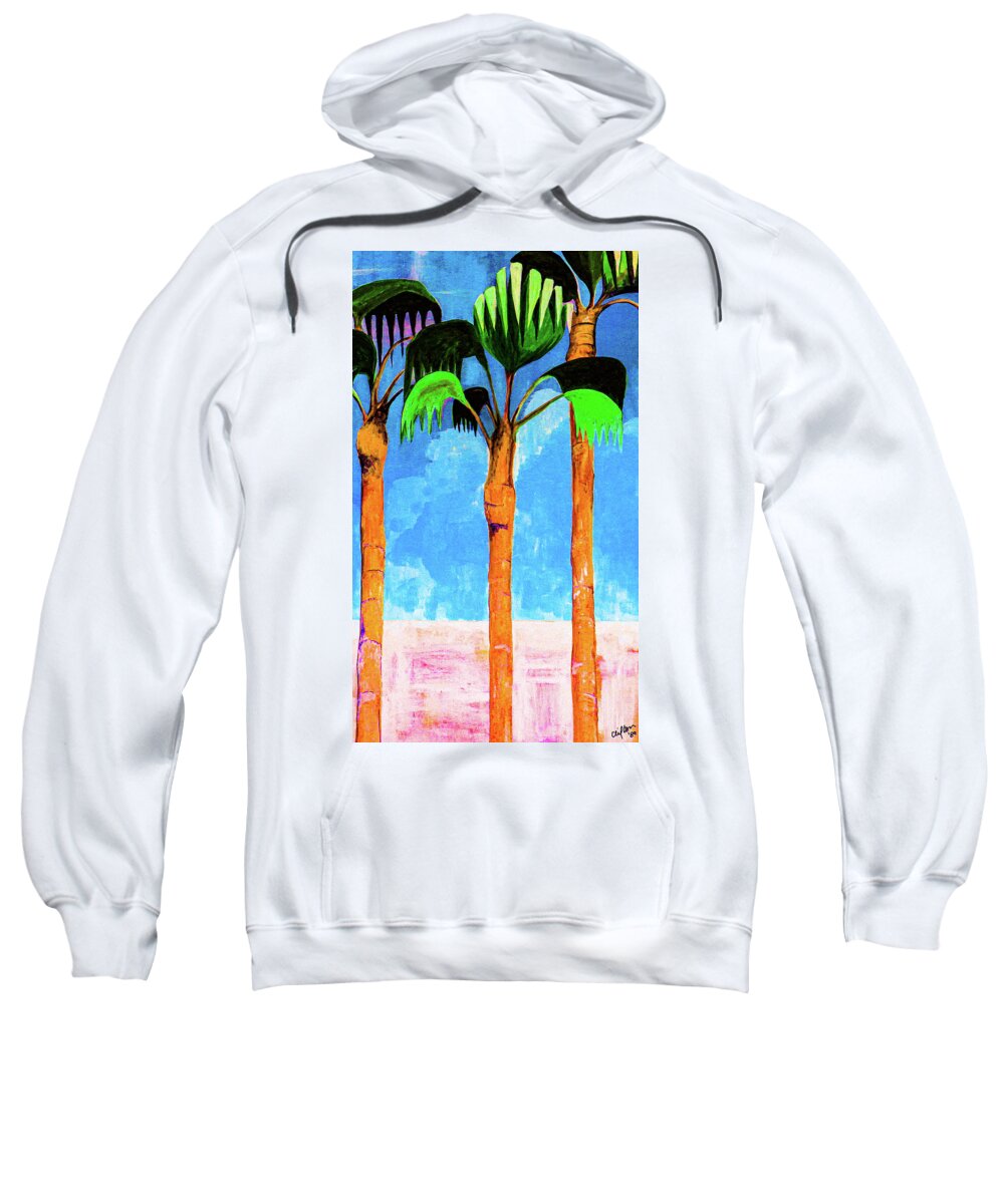 Bold Sweatshirt featuring the painting Palms Three Plus by Ted Clifton