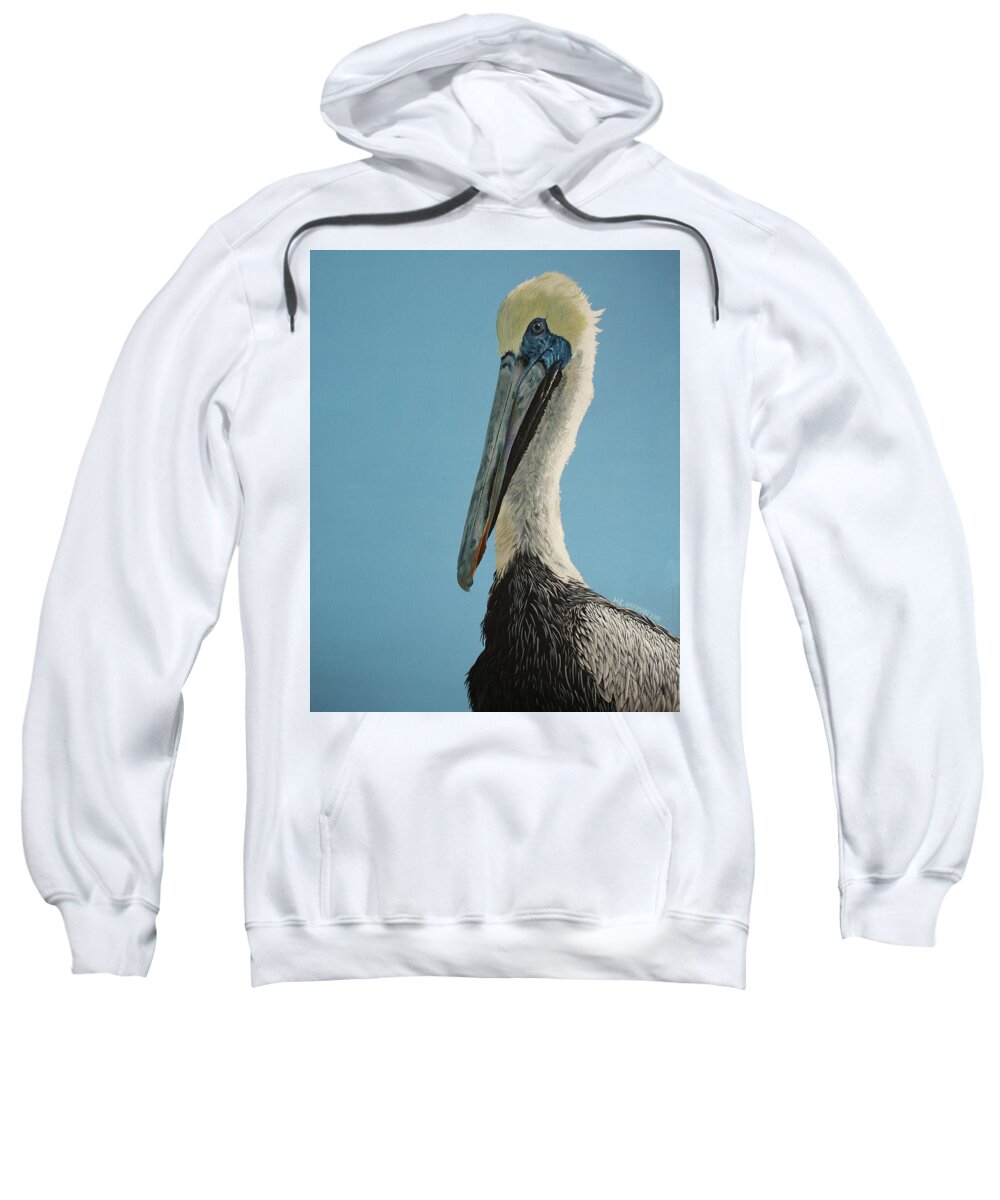 Pelican Sweatshirt featuring the painting Pelicanus Magnificus by Heather E Harman