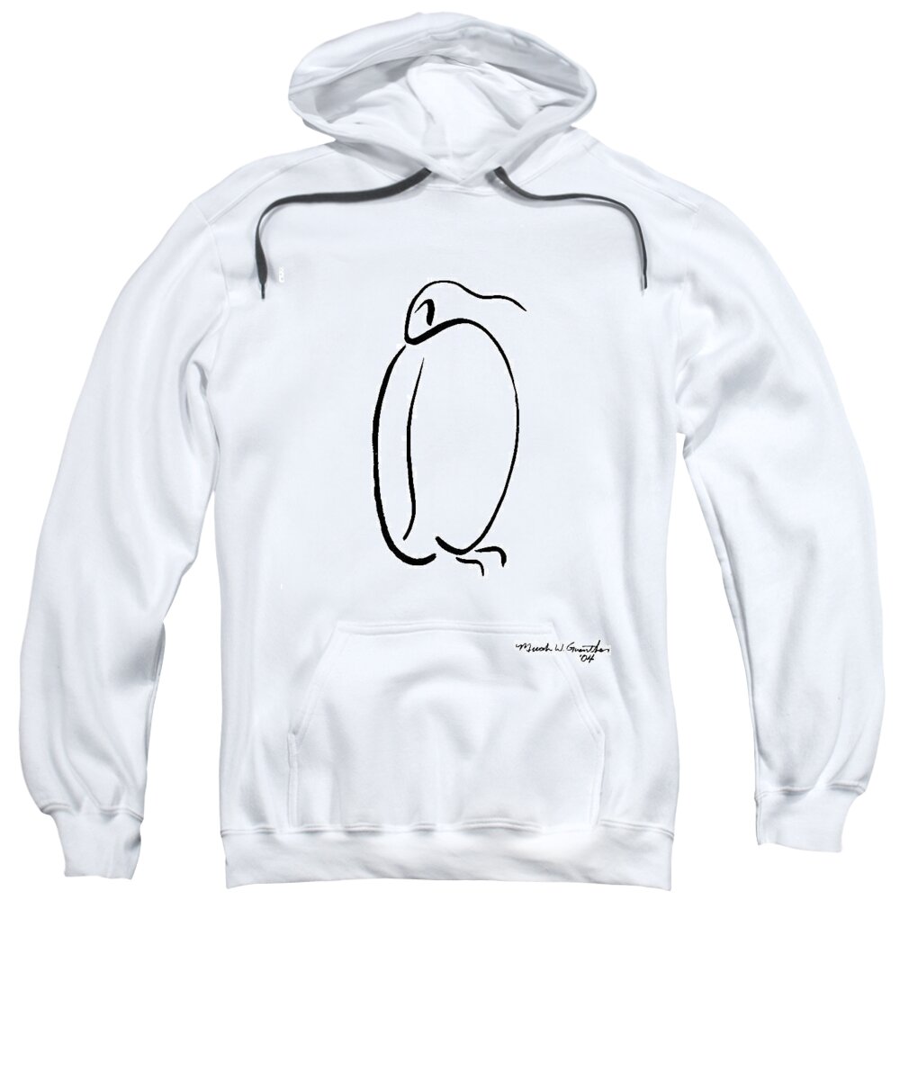 Penguin Sweatshirt featuring the drawing Penguin by Micah Guenther