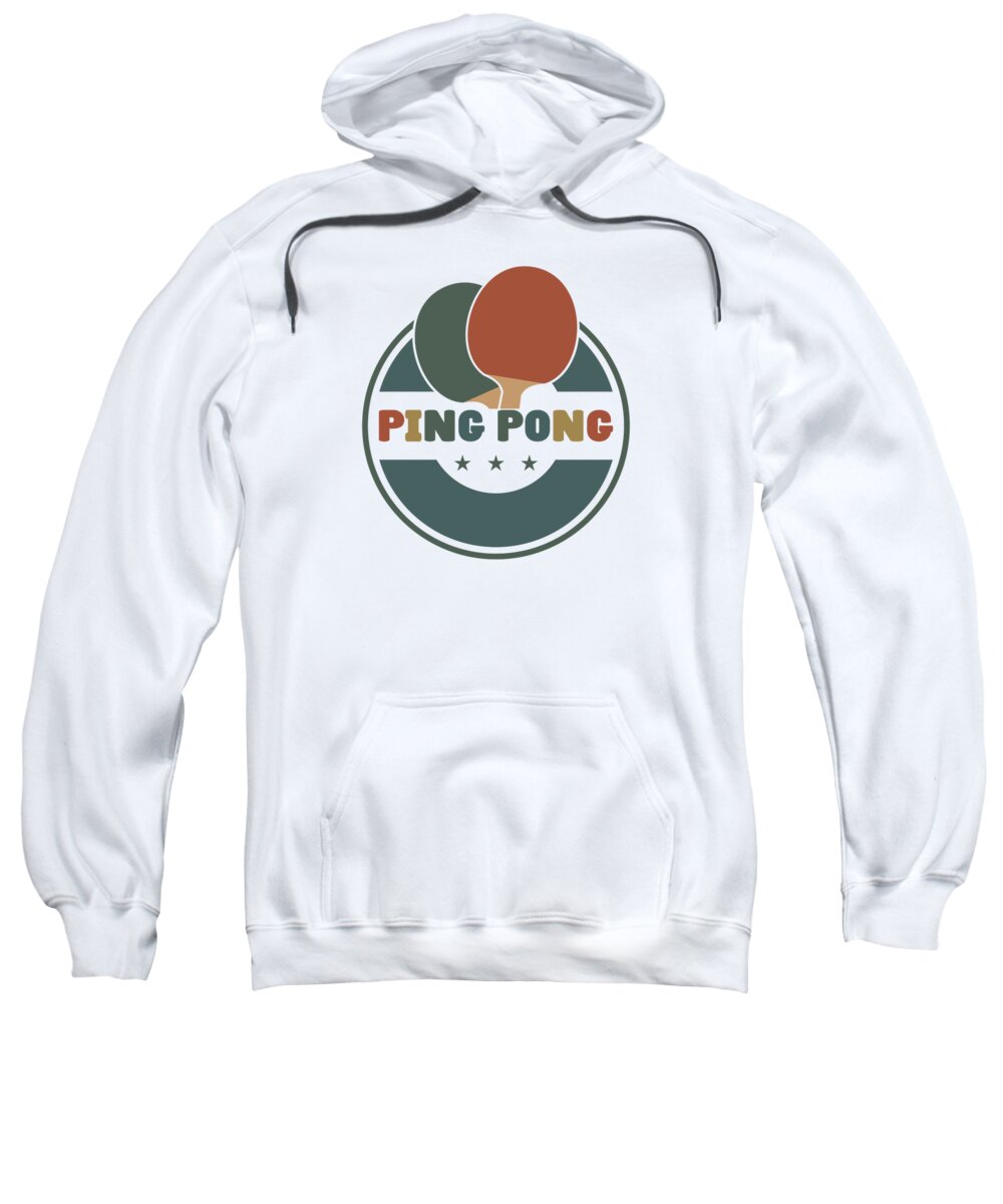 Ping Pong Sweatshirt featuring the digital art Ping Pong Table Tennis Paddle Player Vintage Retro by Toms Tee Store