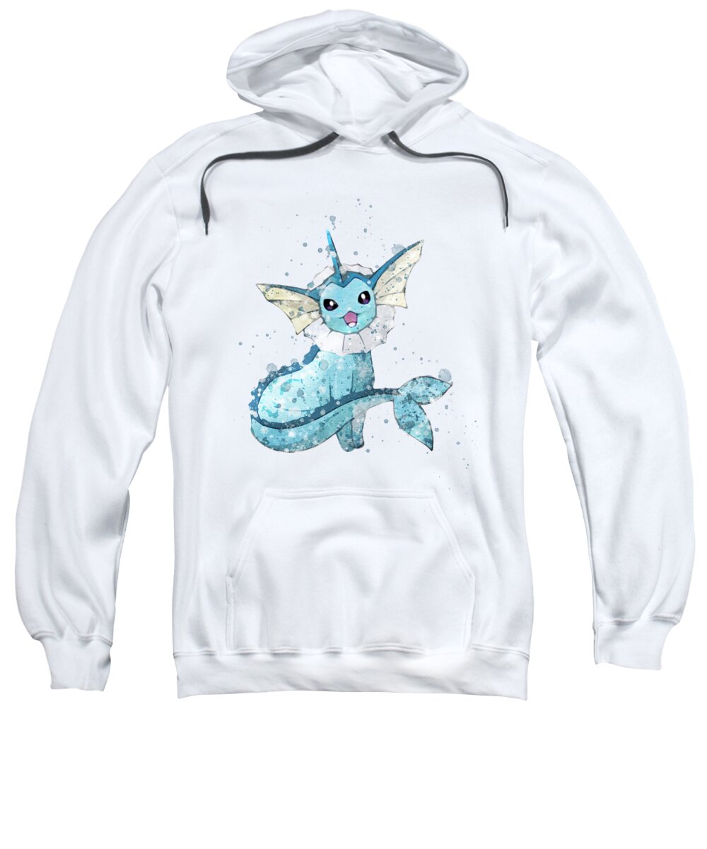 Pokemon Vaporeon watercolor Adult Pull-Over Hoodie by Mihaela