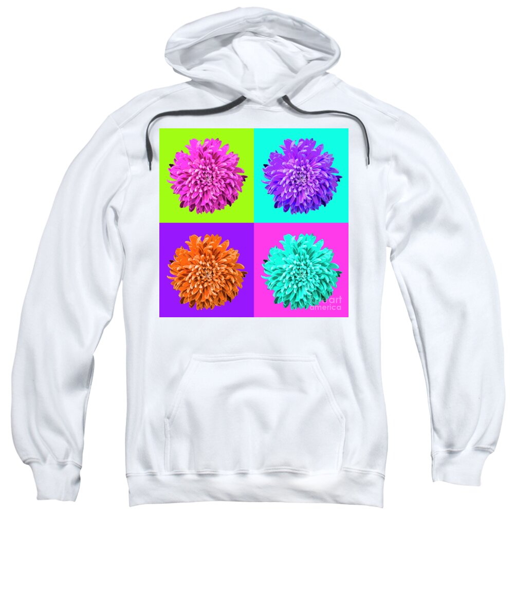 Popart Sweatshirt featuring the photograph Popart Chrysanthemum 4-Square by Renee Spade Photography