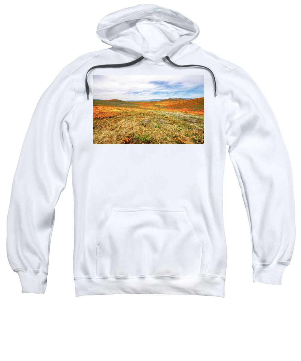 Poppies Sweatshirt featuring the photograph Poppies As Far As The Eye Can See by Gene Parks
