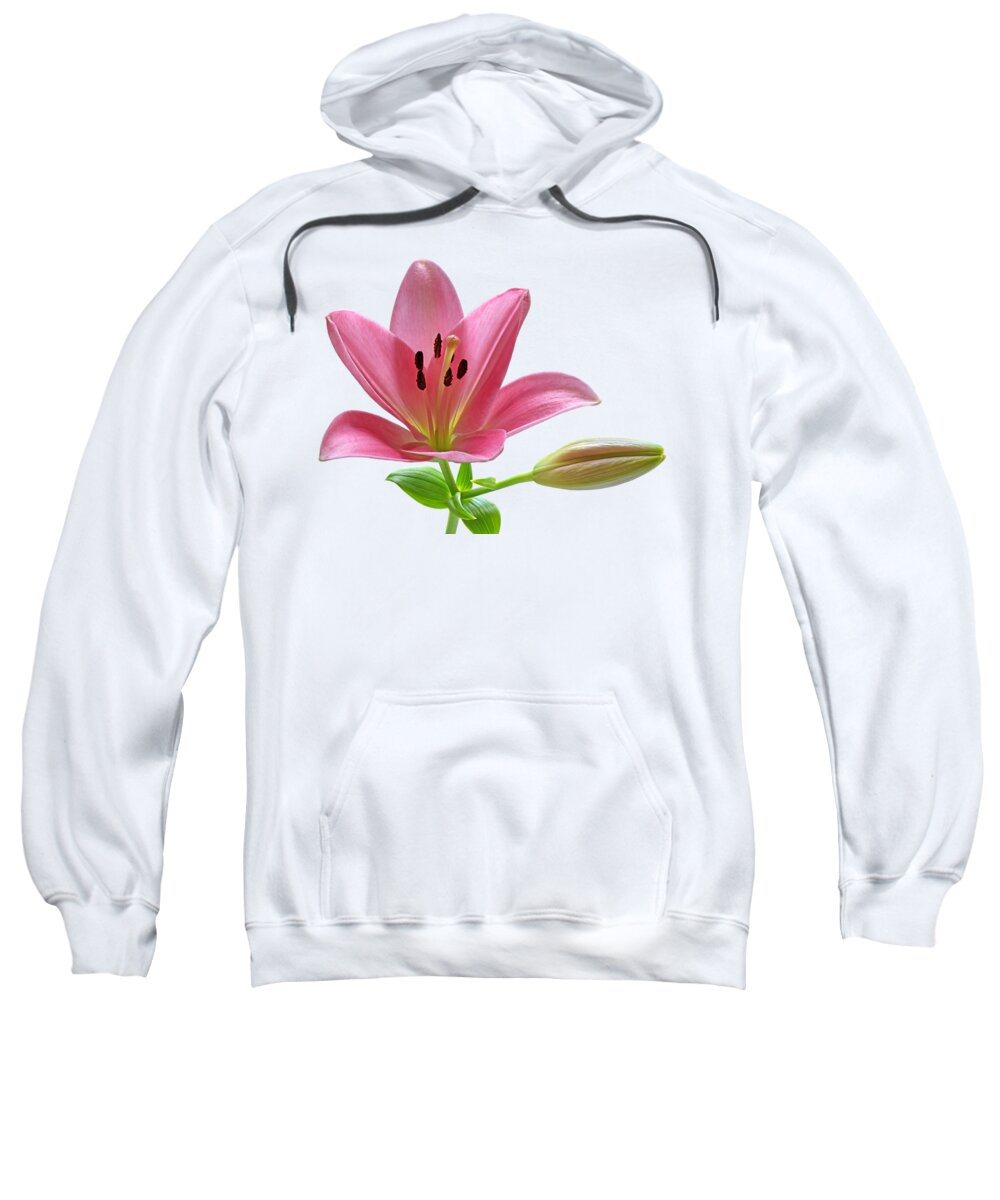Lily Sweatshirt featuring the photograph Promise - Pink Lily With Bud by Gill Billington