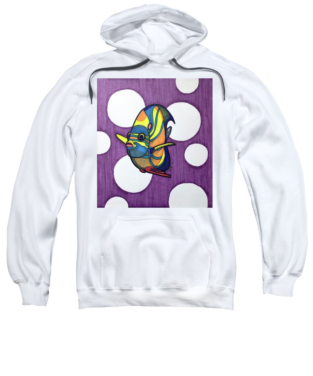 Rainbow Angel Fish Sweatshirt featuring the drawing Rainbow Angel Fish by Creative Spirit