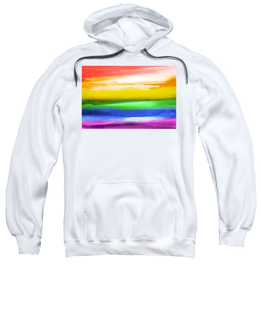 Rainbow Sweatshirt featuring the painting Rainbow flag by Delphimages Flag Creations