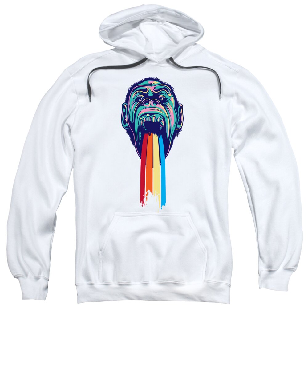 Lgbtq Sweatshirt featuring the digital art Rainbow Tongued Monkey by Jacob Zelazny