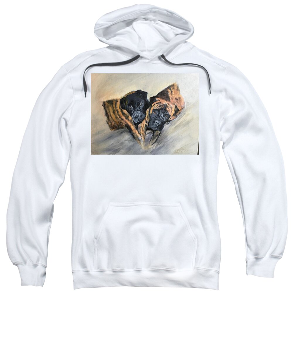 Mastiff Dog Sweatshirt featuring the painting Raven and Blake by Ellen Canfield