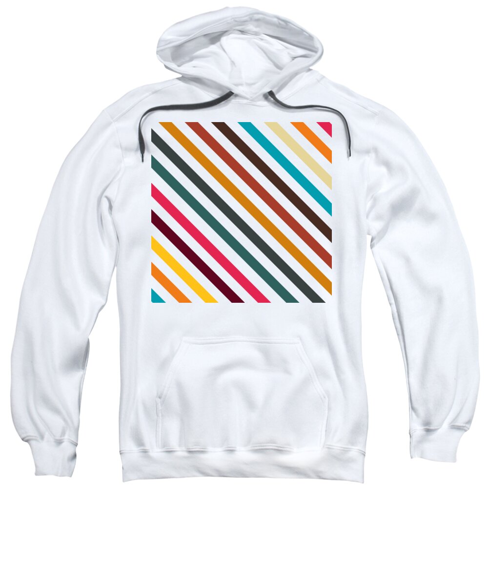 Design Sweatshirt featuring the digital art Retro Stripes In Transparent Background, A Set Of Several Vintage Classic Colors, No 01 by Mounir Khalfouf