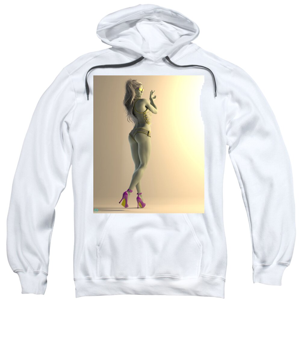 Pinup Sweatshirt featuring the digital art Mirroring_Riley by Williem McWhorter