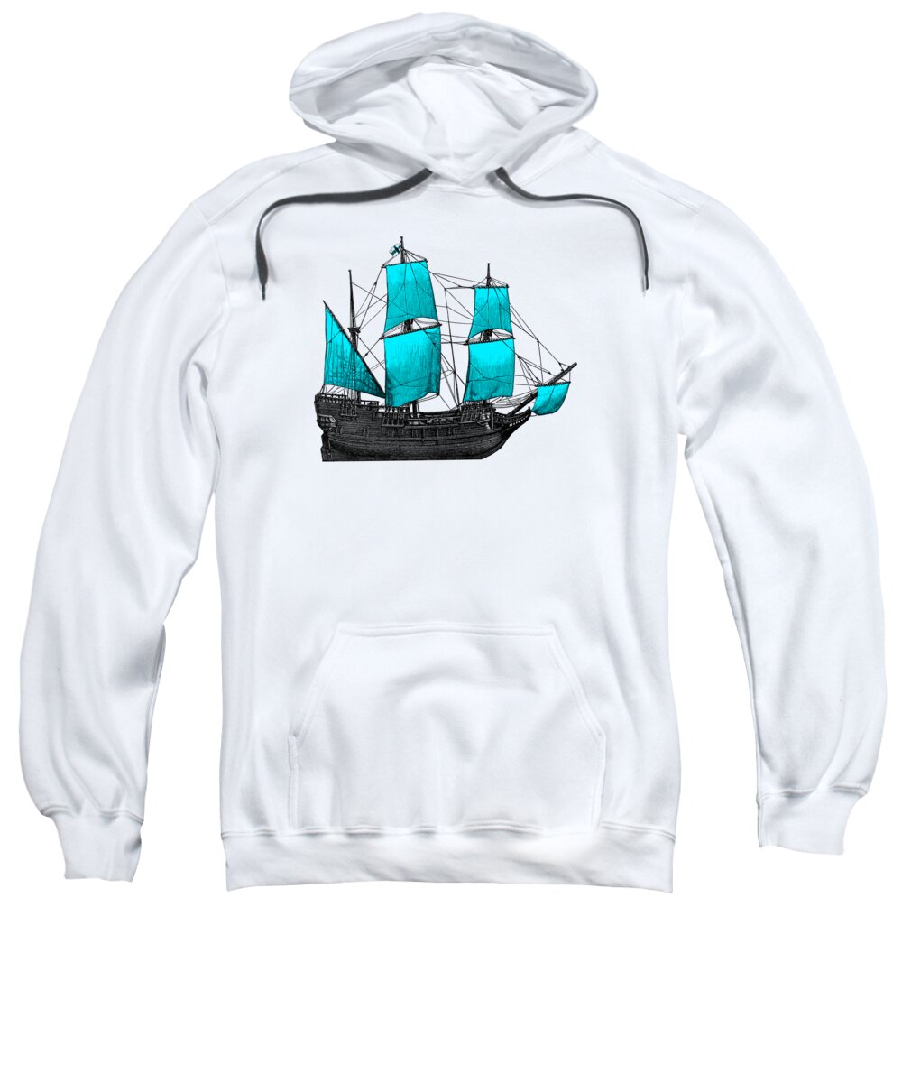 Sailing Ship Sweatshirt featuring the digital art Sail Away by Madame Memento