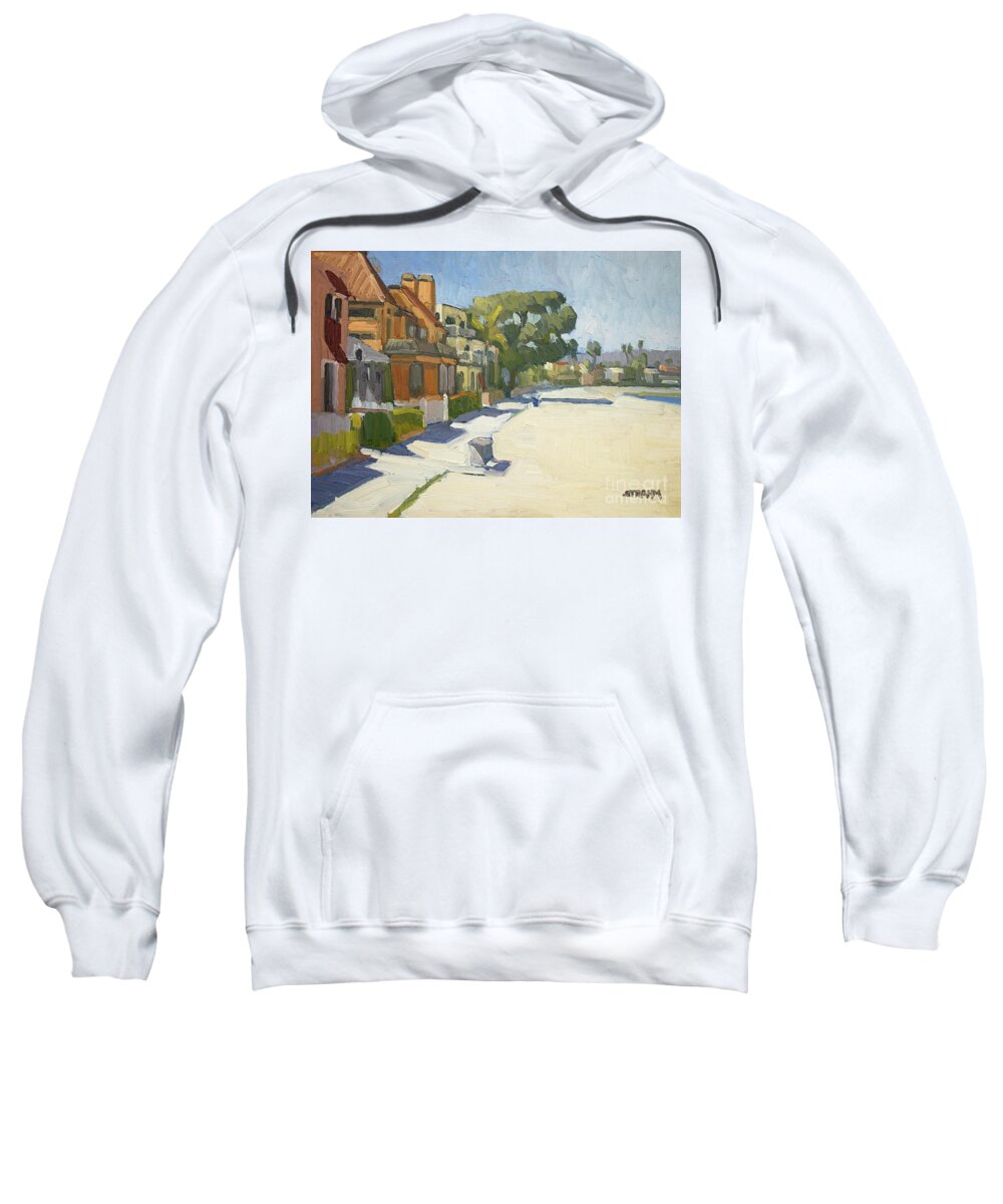 Sail Bay Sweatshirt featuring the painting Sail Bay at Bayside Walk and Rockaway Ct. - San Diego, California by Paul Strahm