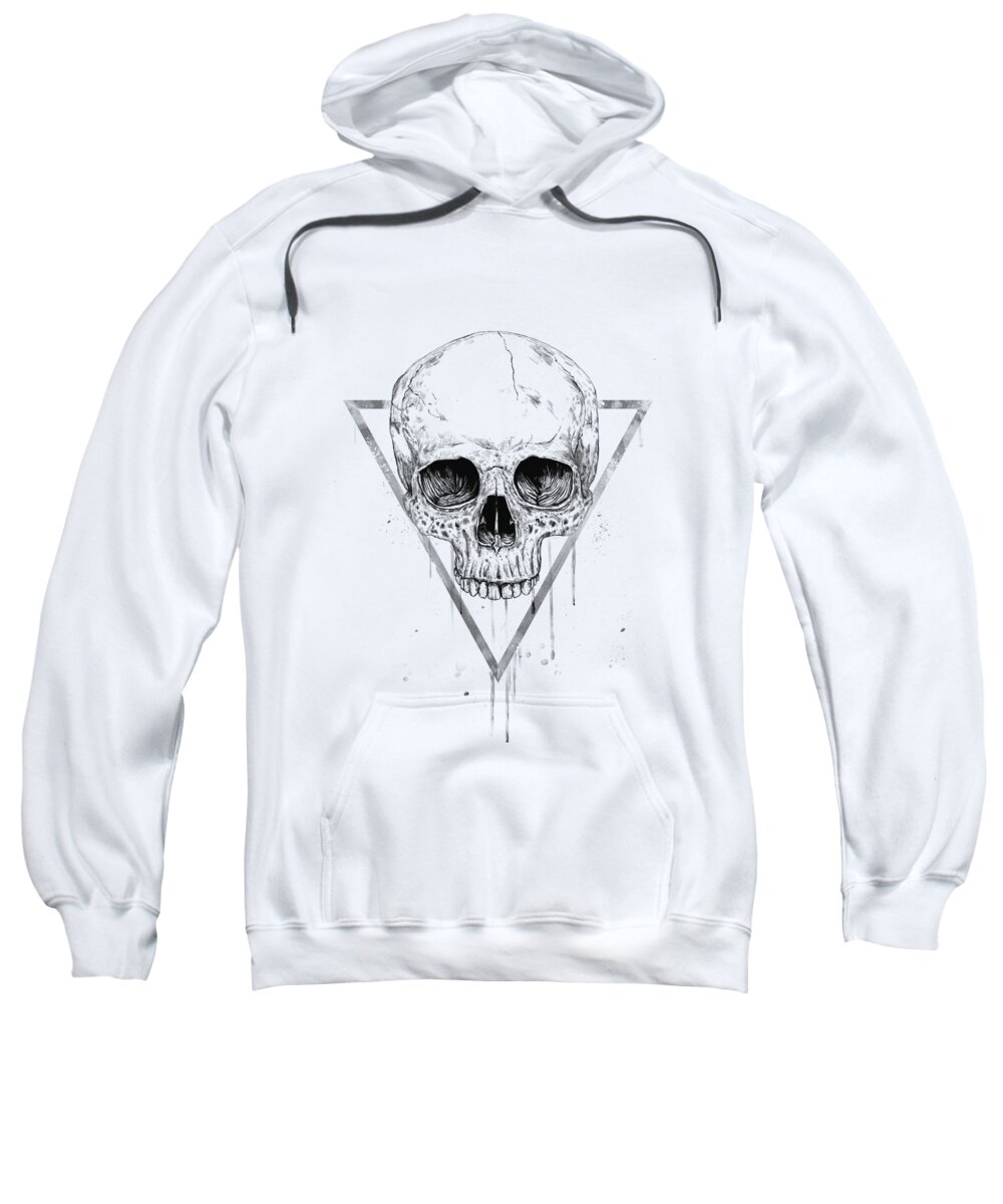 Skull Sweatshirt featuring the drawing Skull in a triangle II by Balazs Solti