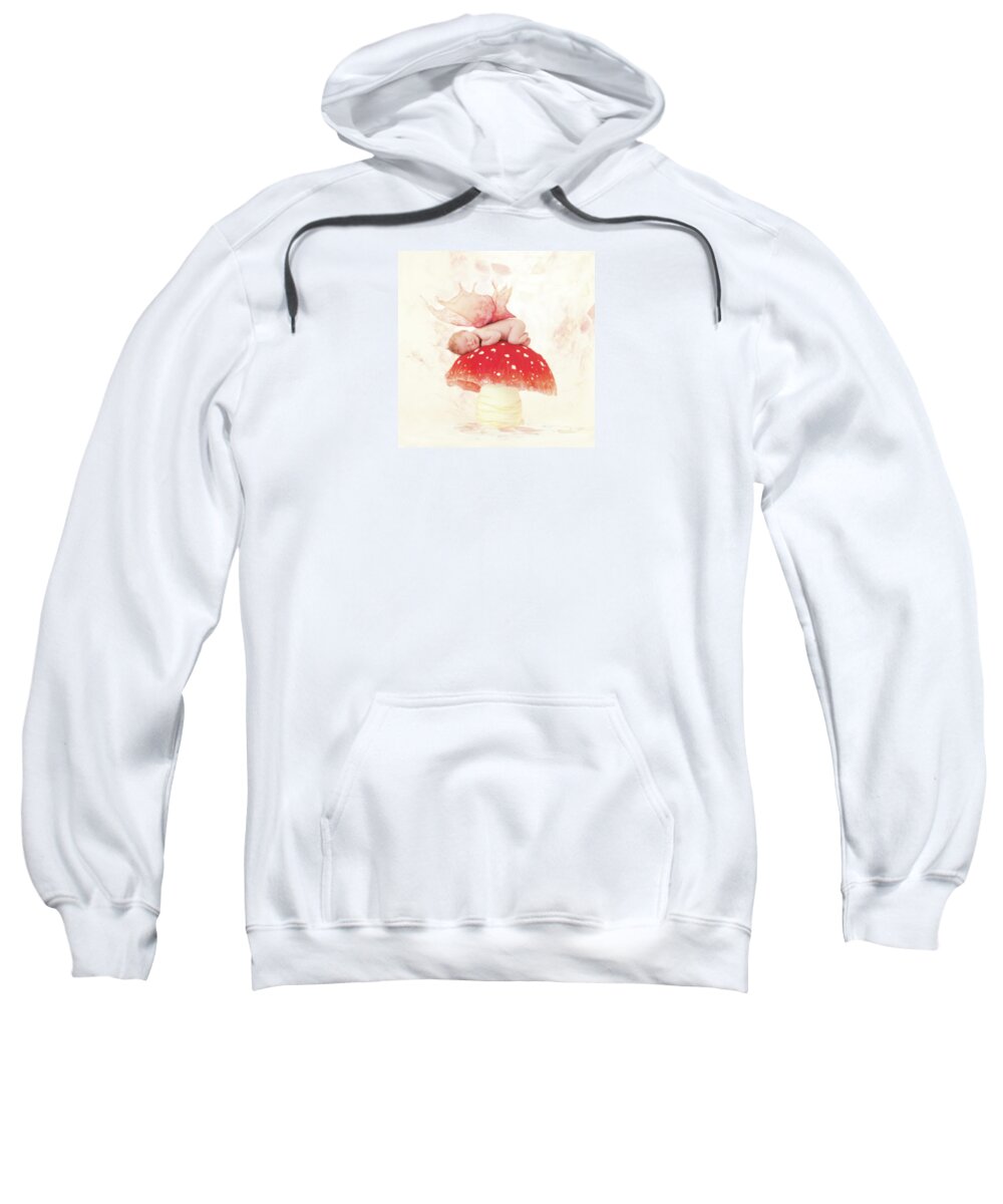 Toadstool Sweatshirt featuring the photograph Sleepy Toadstool Fairy by Anne Geddes