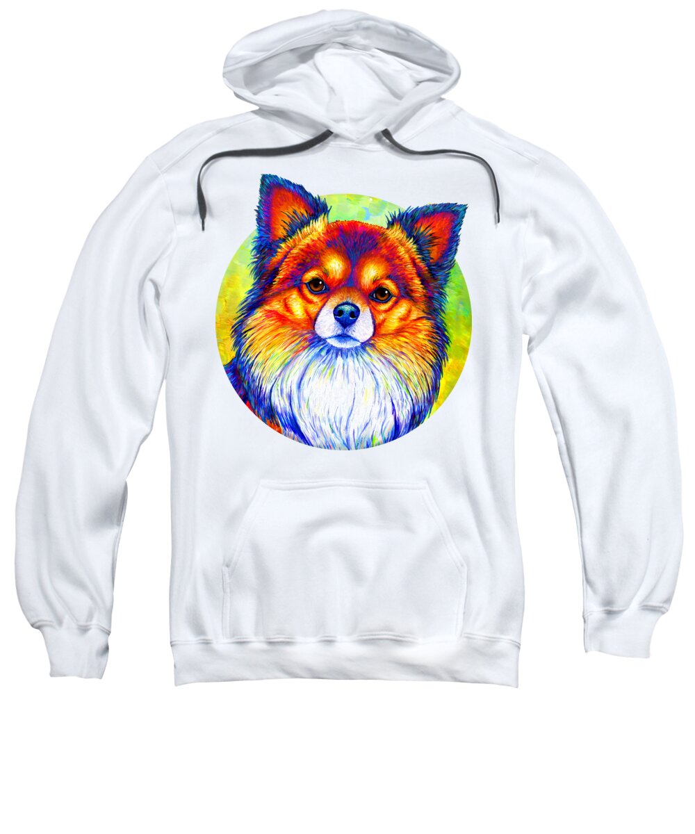 Chihuahua Sweatshirt featuring the painting Small and Sassy - Colorful Rainbow Chihuahua Dog by Rebecca Wang