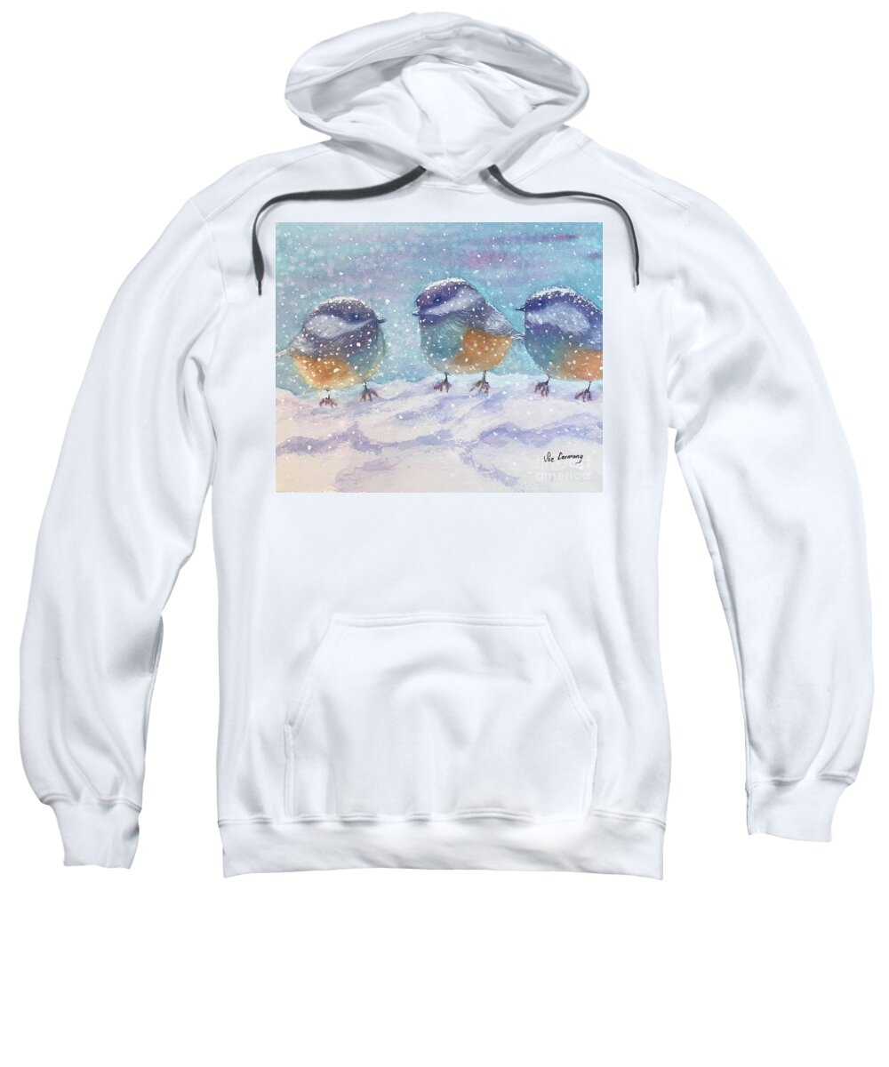 Greeting Card Sweatshirt featuring the painting Snow Buddies by Sue Carmony