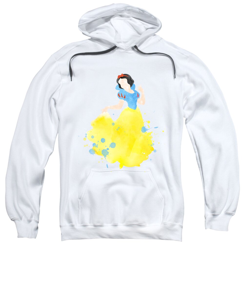 Snow White Sweatshirt featuring the digital art Snow White Disney princess watercolor no background by Mihaela Pater