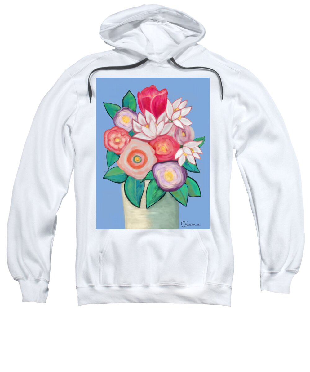Christne Fournier Sweatshirt featuring the painting Soft Petals by Christine Fournier