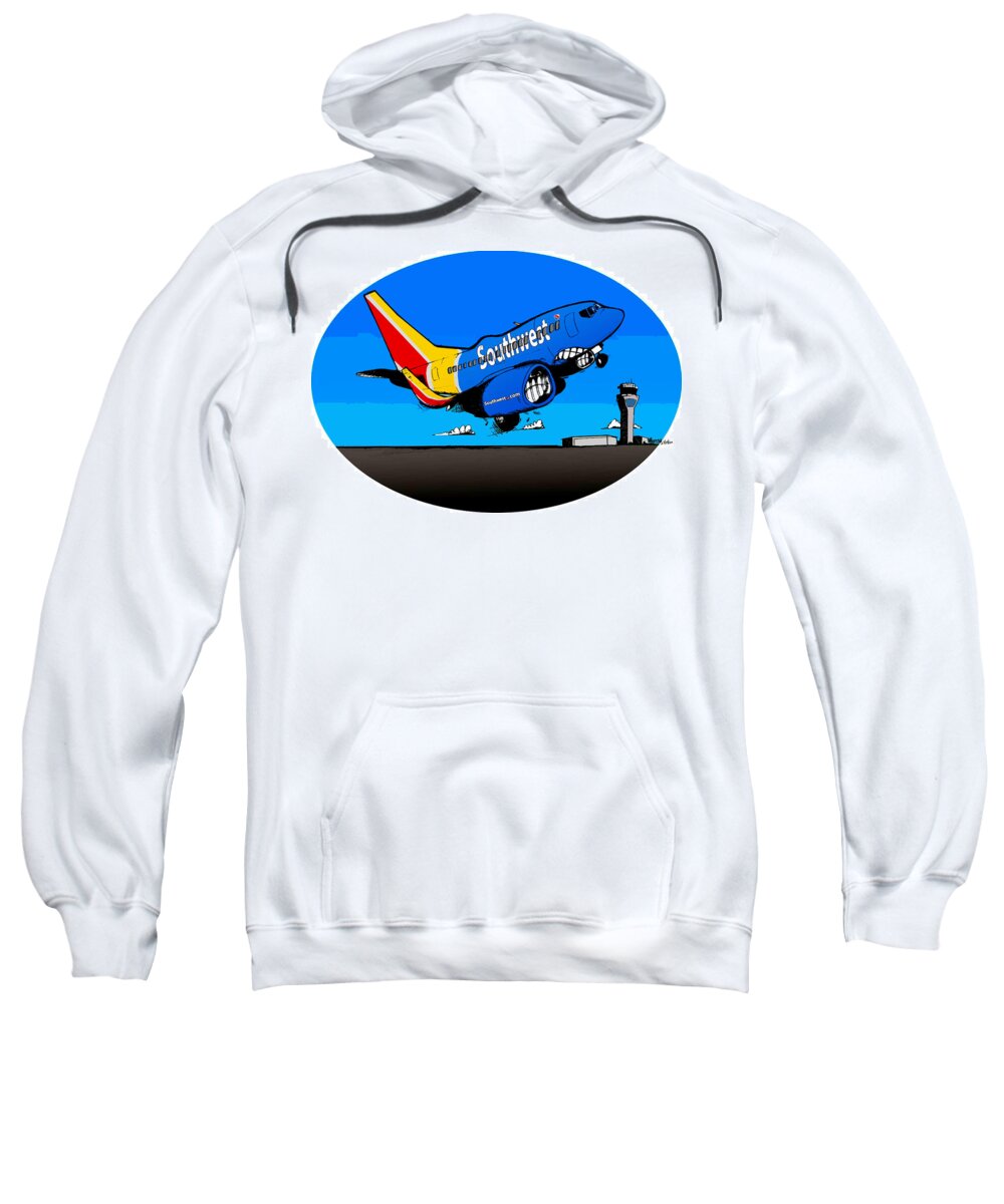 Boeing Sweatshirt featuring the drawing Southwest 737 by Michael Hopkins