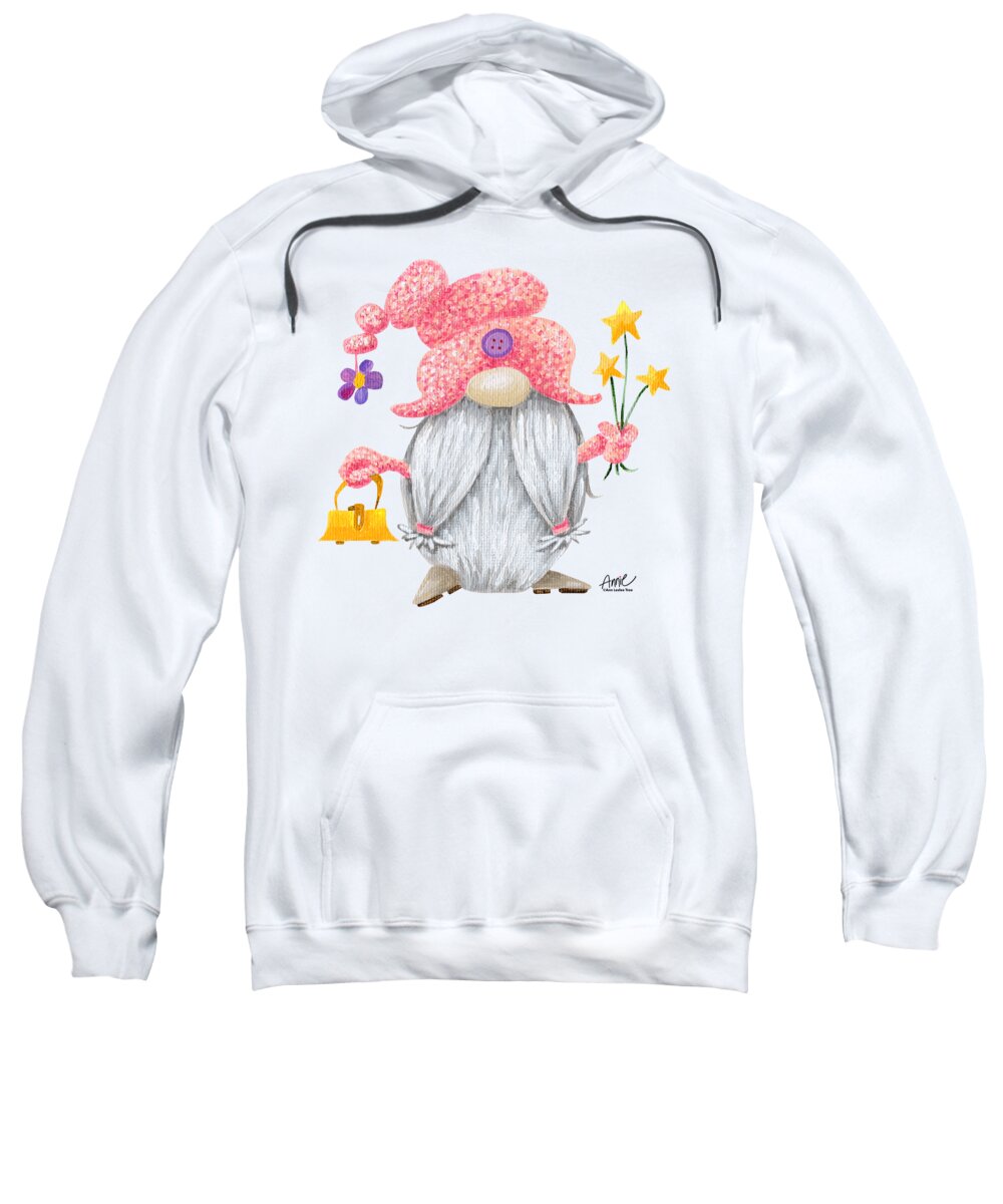 Gnome Sweatshirt featuring the painting Sparkle Gnome by Annie Troe