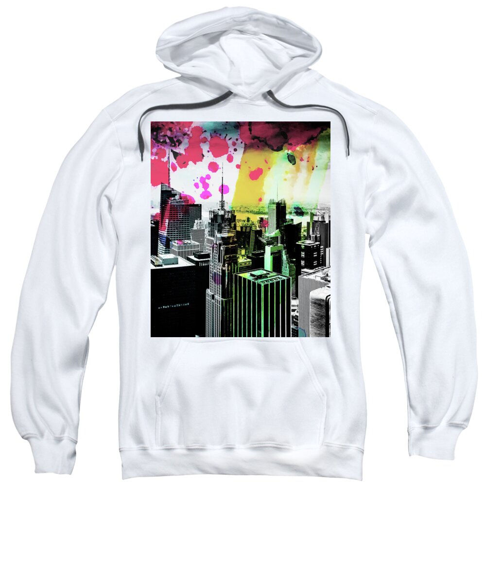 New York City Skyline Sweatshirt featuring the photograph Splatter Pop Triptych_3 by Az Jackson