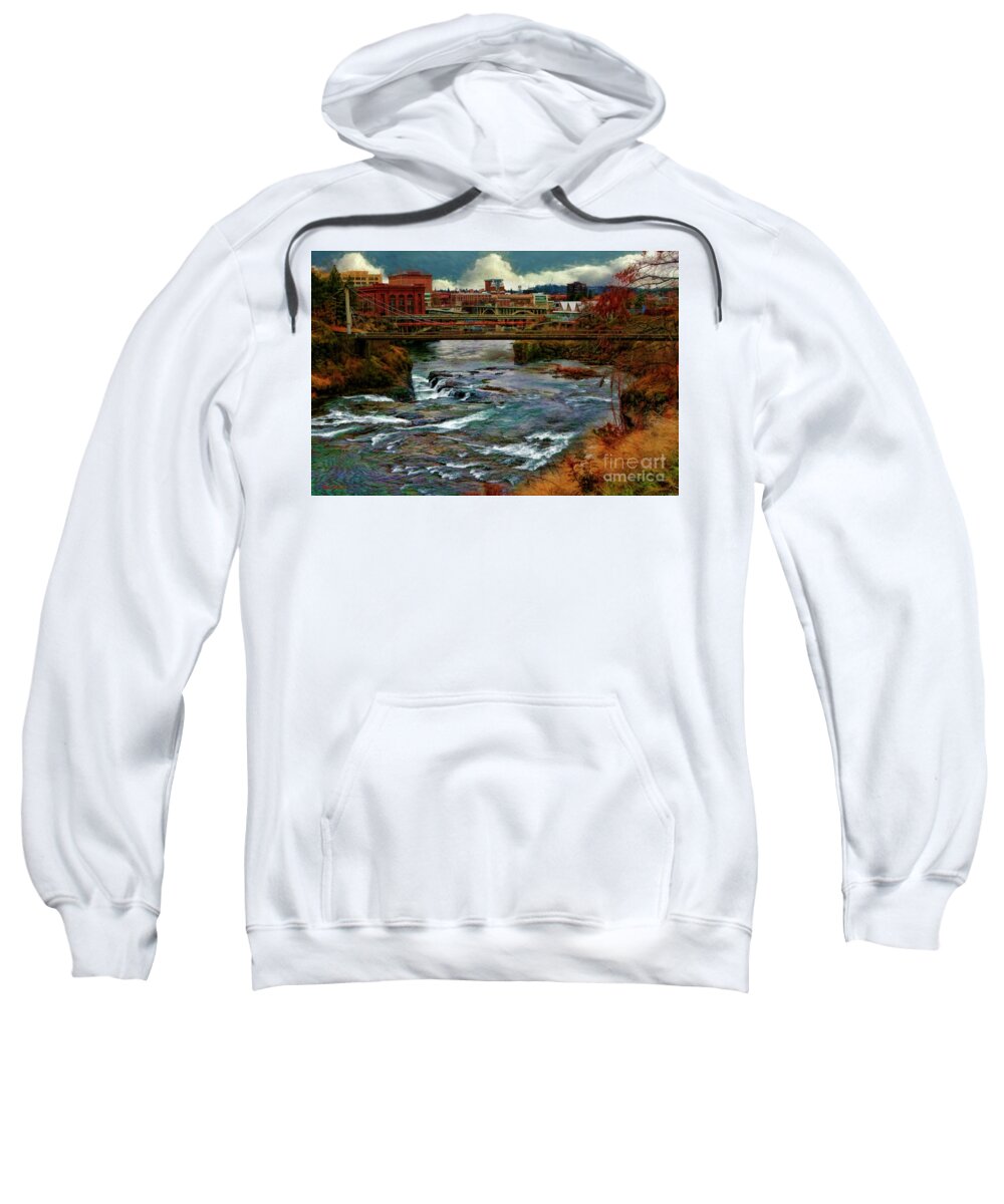 Spokane River Sweatshirt featuring the photograph Spokane River, Downtown Spokane WA by Blake Richards