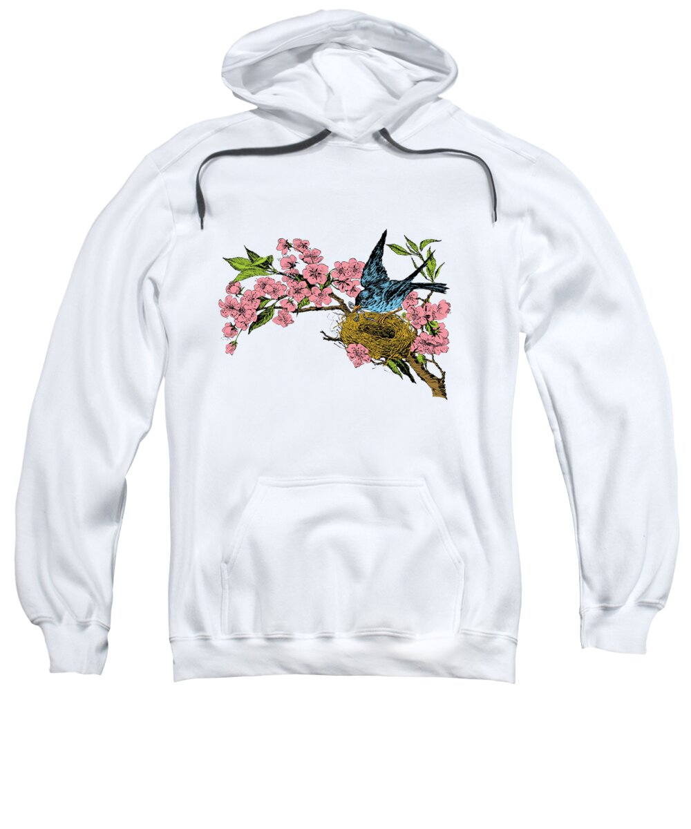 Bird Sweatshirt featuring the digital art Springtime by Madame Memento