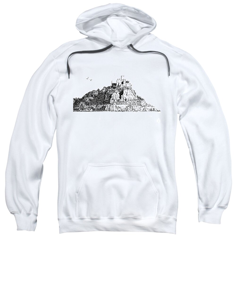 St. Michael's Mount Sweatshirt featuring the drawing St. Michael's Mount, Cornwall, UK. by Tony Mills