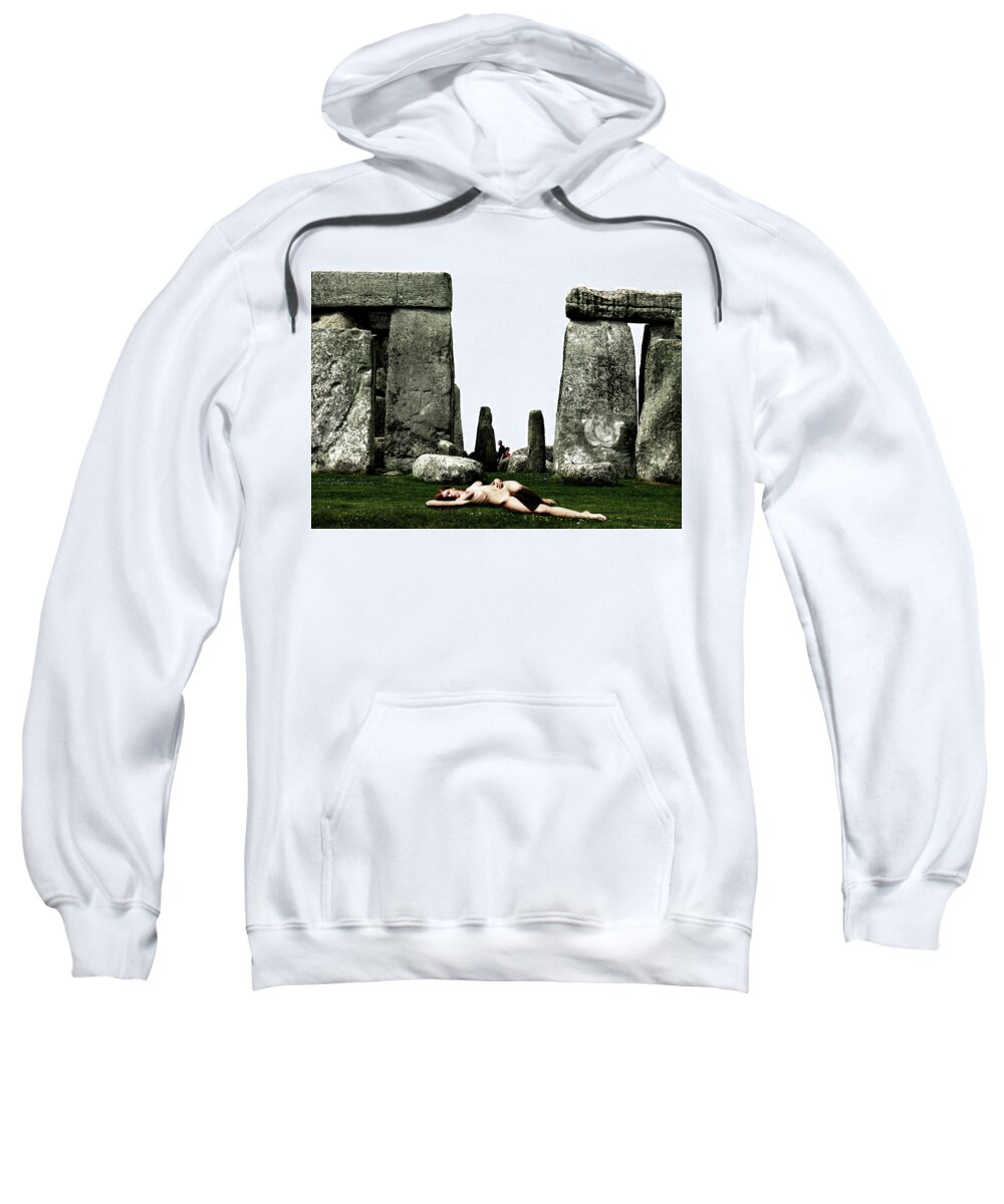 Nude Sweatshirt featuring the photograph Steph at Stonehenge by Mark Gomez