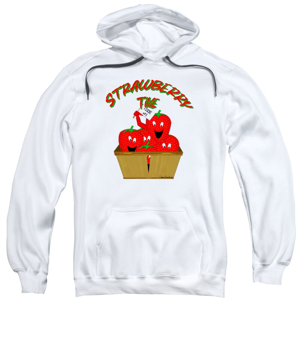 Strawberry Sweatshirt featuring the digital art Strawberry Time by Colleen Cornelius