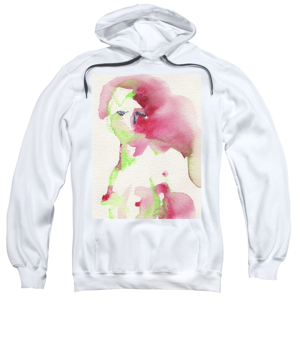 Abstract Nude Watercolour Sweatshirt featuring the painting Studio Nude V by Roxanne Dyer