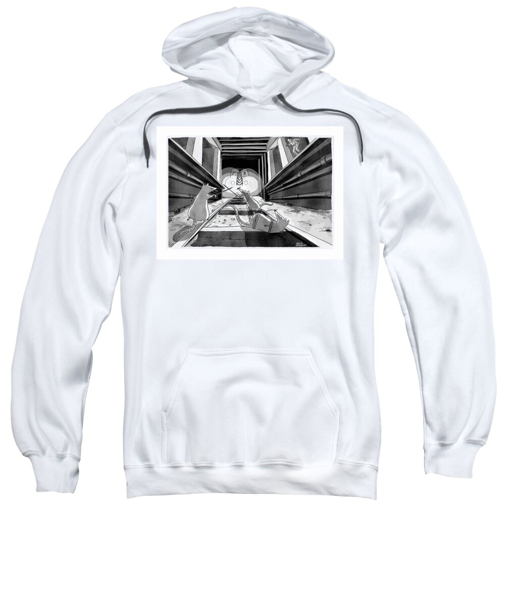 Captionless Sweatshirt featuring the drawing Subway Rats by Sofia Warren