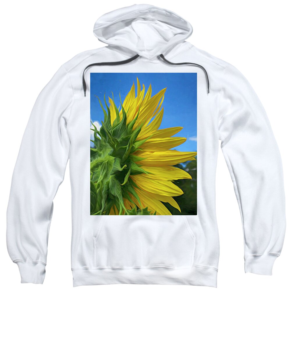  Sweatshirt featuring the mixed media Sunflower 221 by Cindy Greenstein