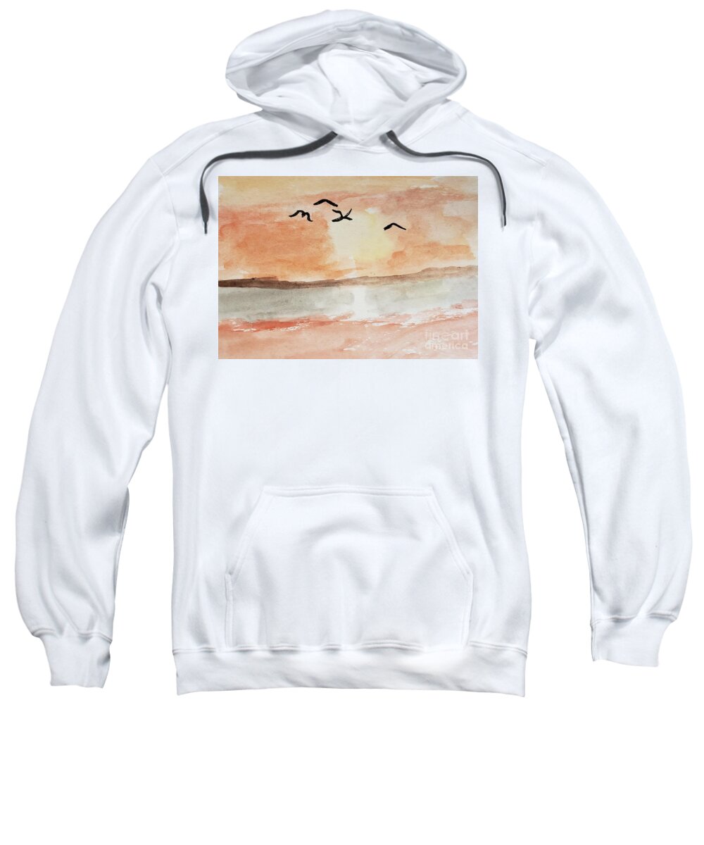 Beach Scene Sweatshirt featuring the painting Sunrise Sunset by Margaret Welsh Willowsilk