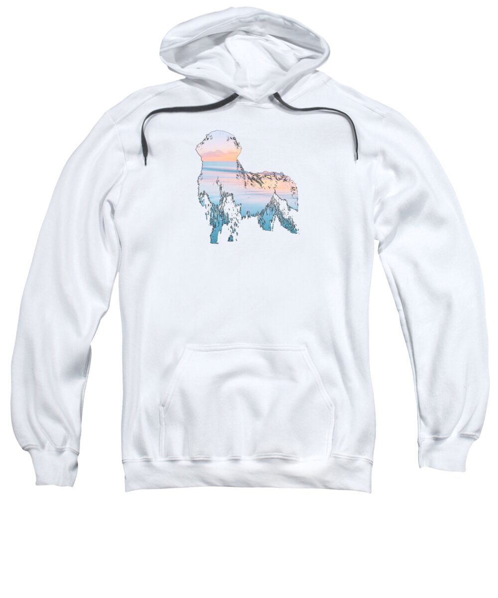 Notta Bear Newfoundlands Sweatshirt featuring the digital art Sunset Beach Dog by Becky Davis