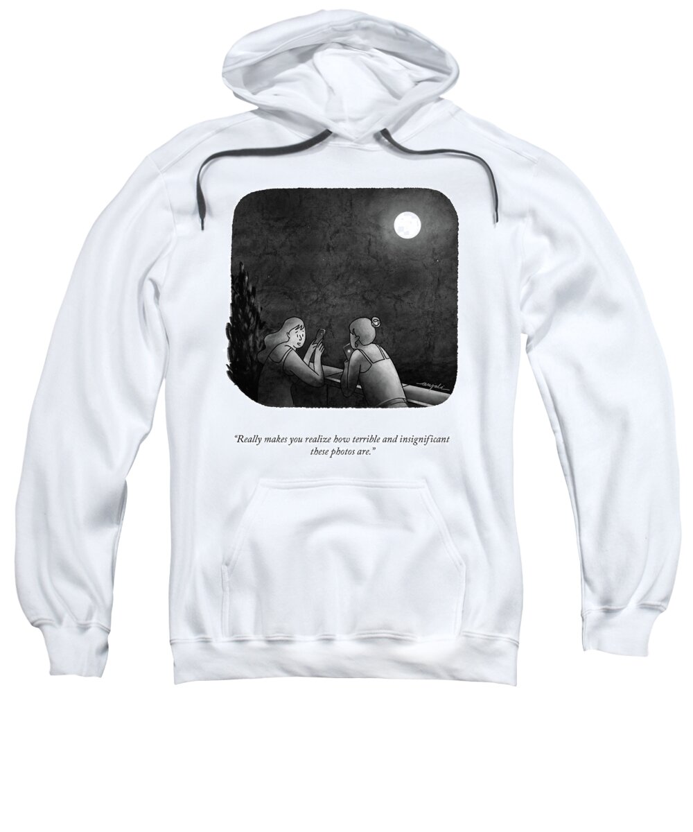 Really Makes You Realize How Terrible And Insignificant These Photos Are. Sweatshirt featuring the drawing Super Blue Moon by Anjali Chandrashekar
