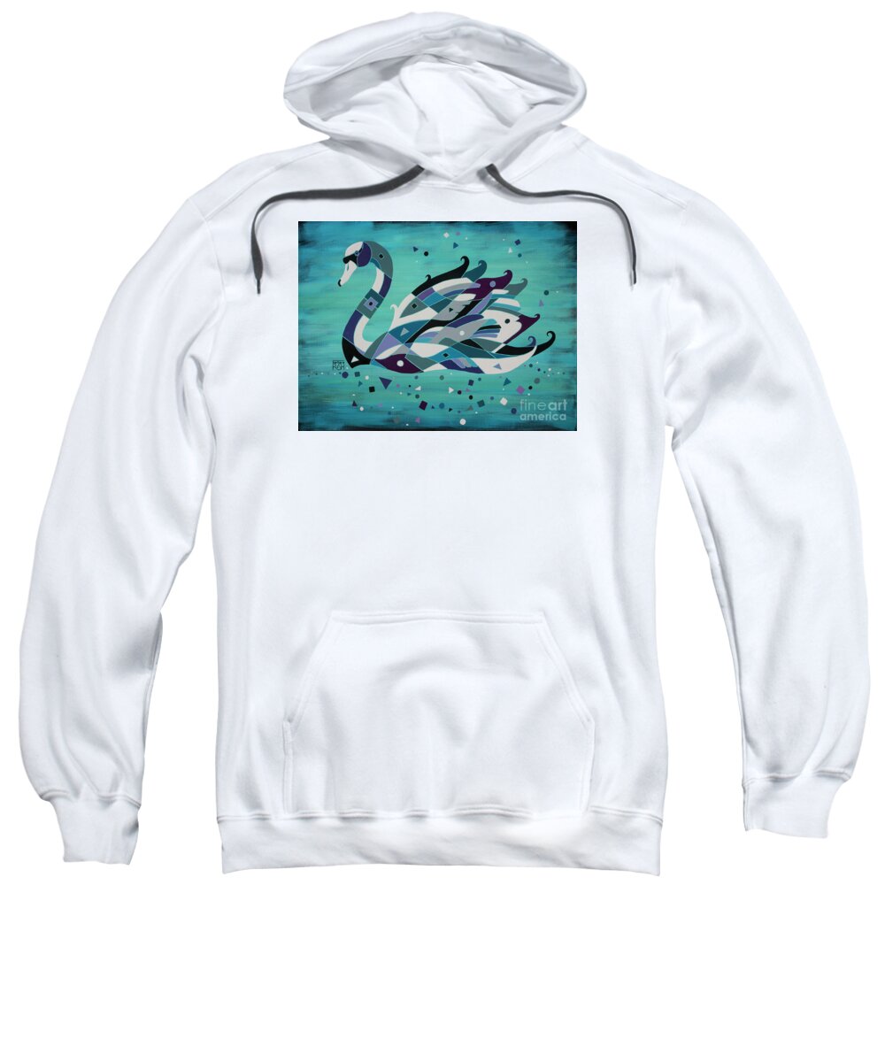Swan Art Sweatshirt featuring the painting Swan - Infused with Grace by Barbara Rush
