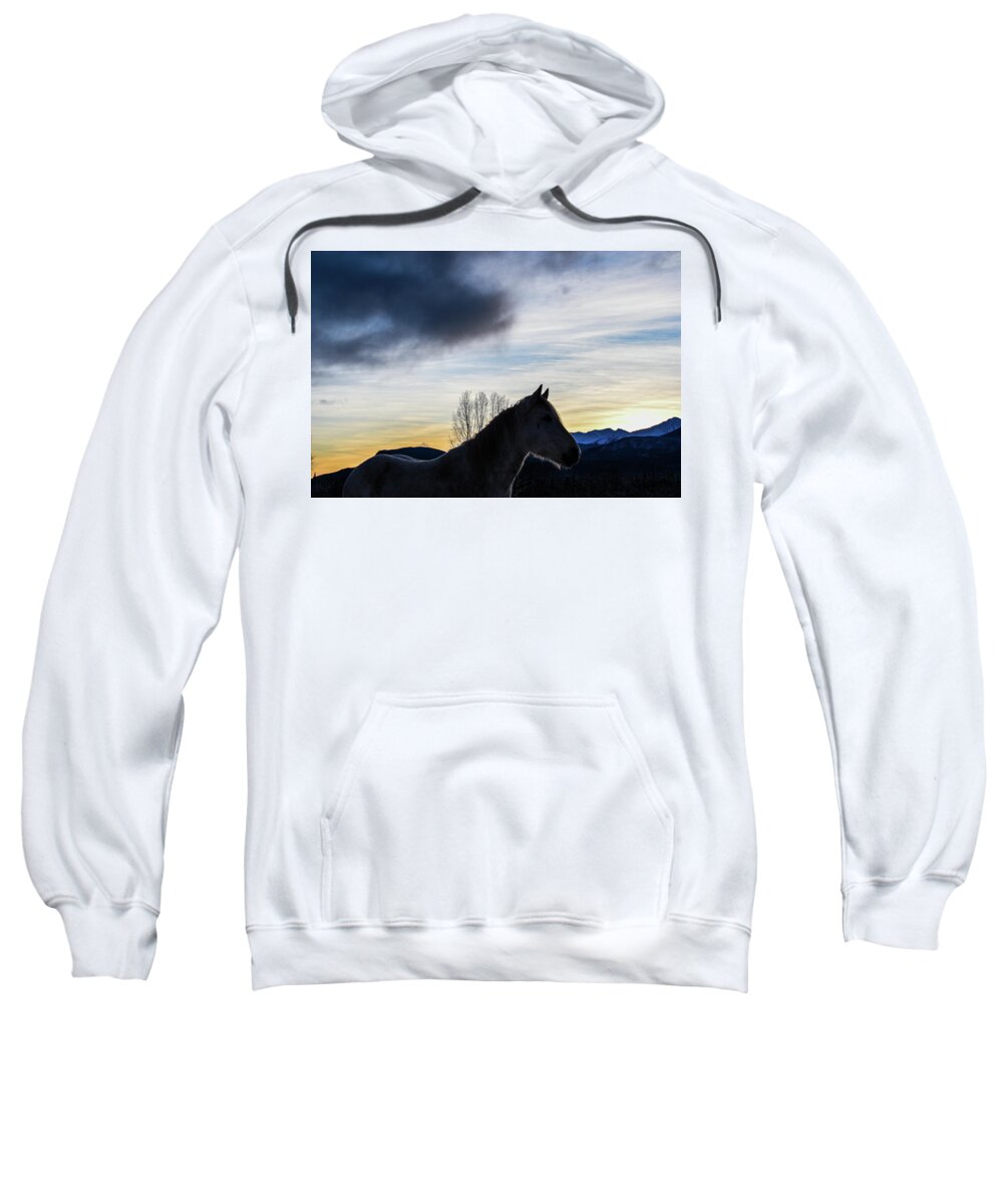 Winter Sweatshirt featuring the photograph Sweeping Cloud Sunset by Listen To Your Horse