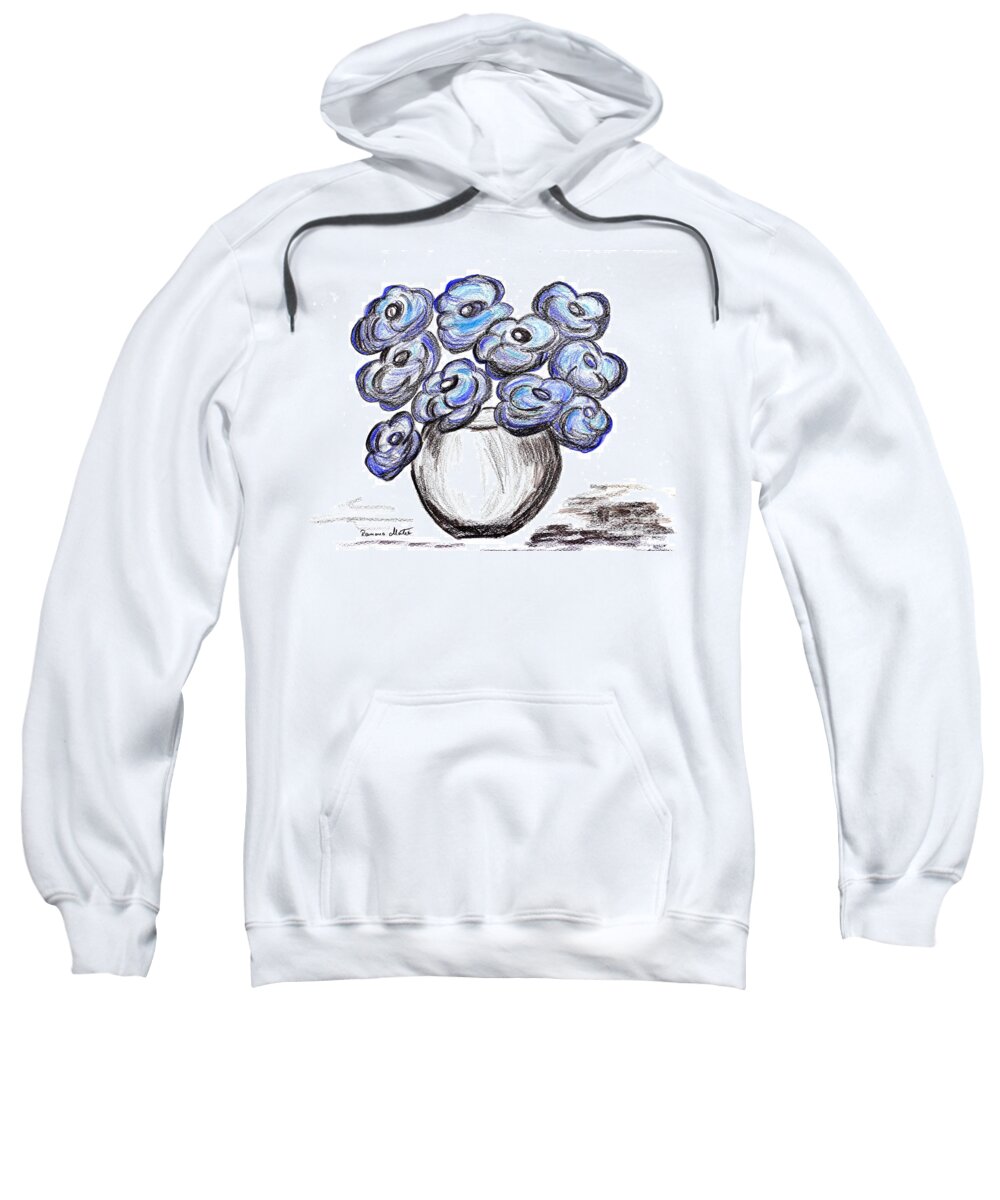Blue Poppies Sweatshirt featuring the painting Sweet Blue Poppies by Ramona Matei
