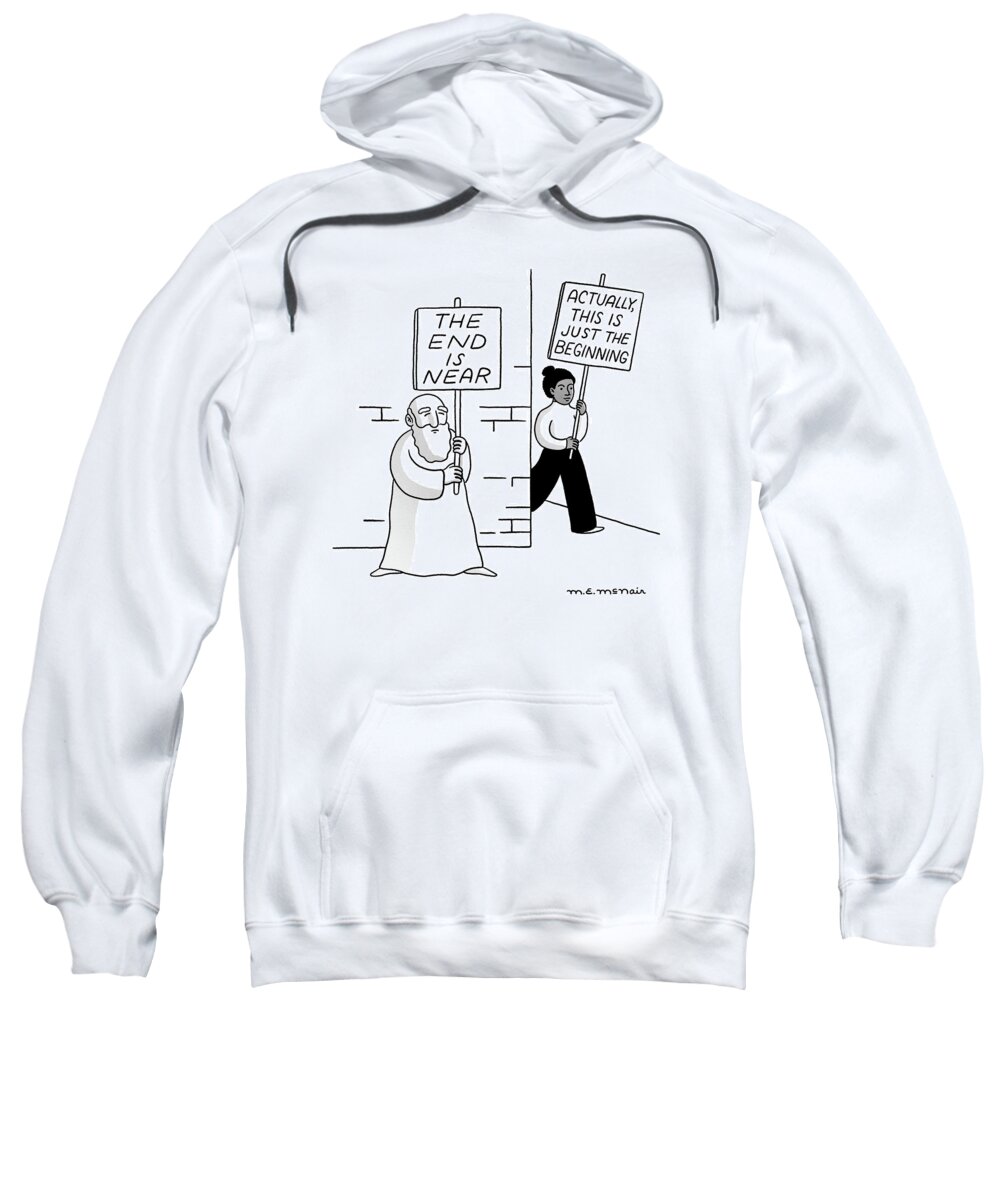 Captionless Sweatshirt featuring the drawing The End Is Near by Elisabeth McNair