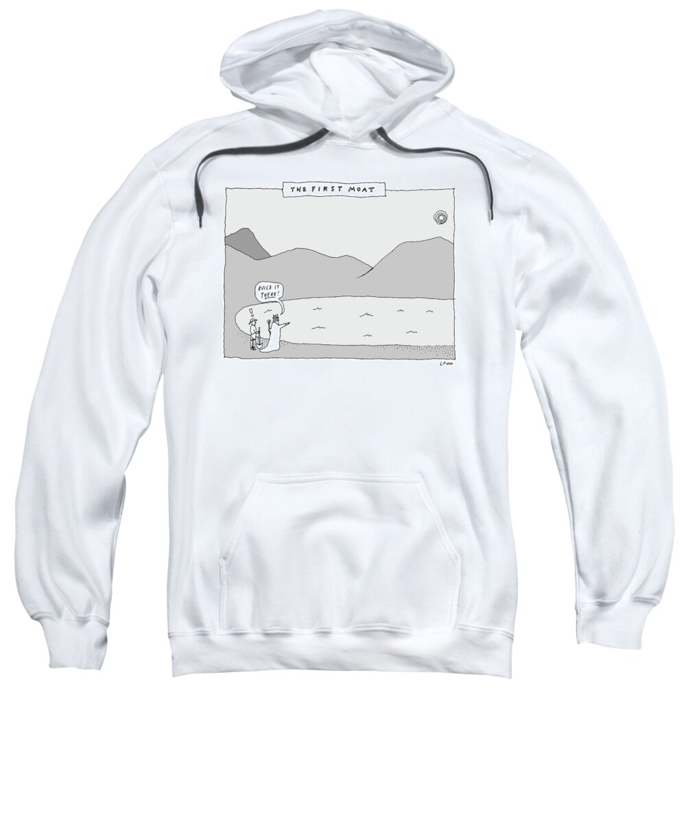 Captionless Sweatshirt featuring the drawing The First Moat by Liana Finck