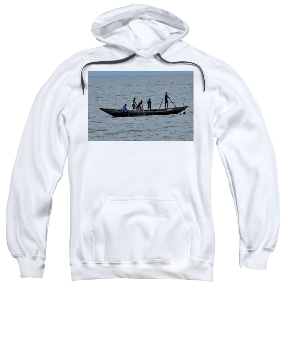 The Men in The Fishing Boat - River Fishing Adult Pull-Over Hoodie by  Amazing Action Photo Video - Pixels
