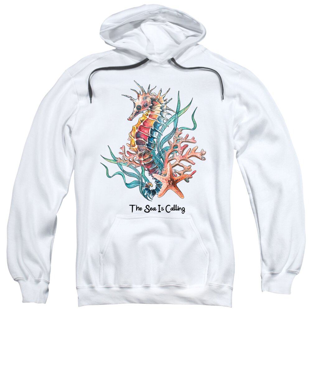 Horse Sweatshirt featuring the painting The Sea Is Calling by Miki De Goodaboom