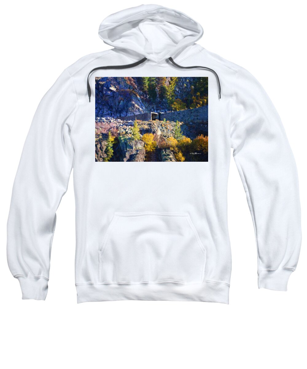 Landscape Sweatshirt featuring the painting The Train Tunnel at Donner Pass, California by Trask Ferrero