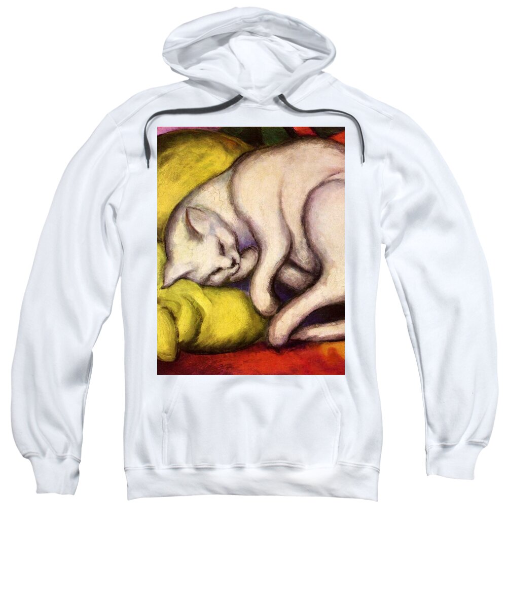 The White Cat Sweatshirt featuring the painting The White Cat by Franz Marc