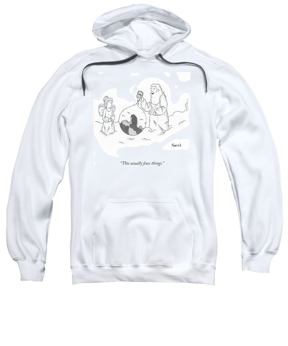 This Usually Fixes Things. Sweatshirt featuring the drawing This Usually Fixes Things by Navied Mahdavian