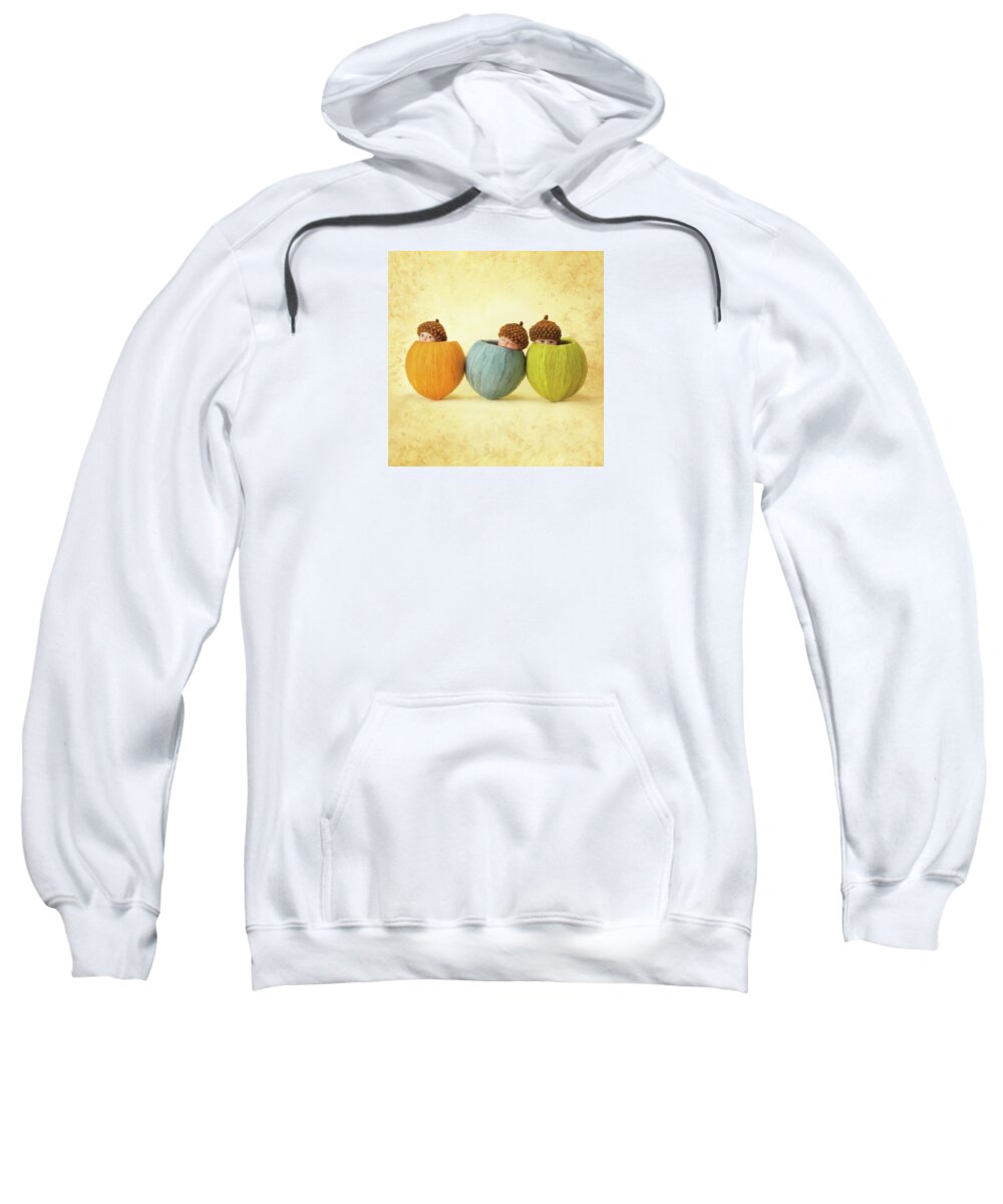 Acorns Sweatshirt featuring the photograph Three Little Acorns by Anne Geddes