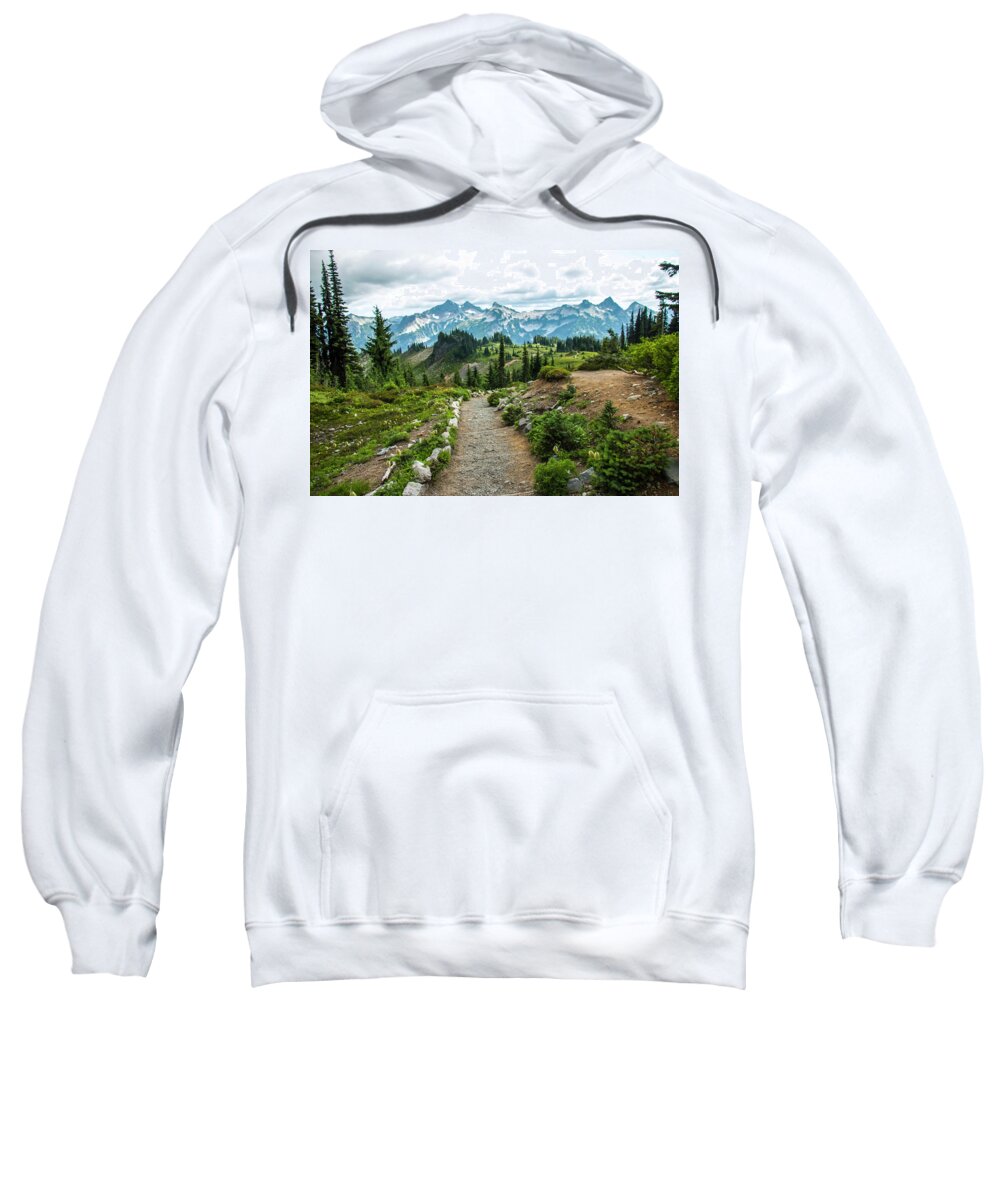 Mount Rainier National Park Sweatshirt featuring the photograph Trail to Serenity by Doug Scrima