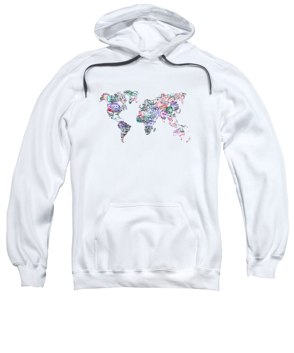 World Sweatshirt featuring the photograph Traveler world map grey by Delphimages Map Creations