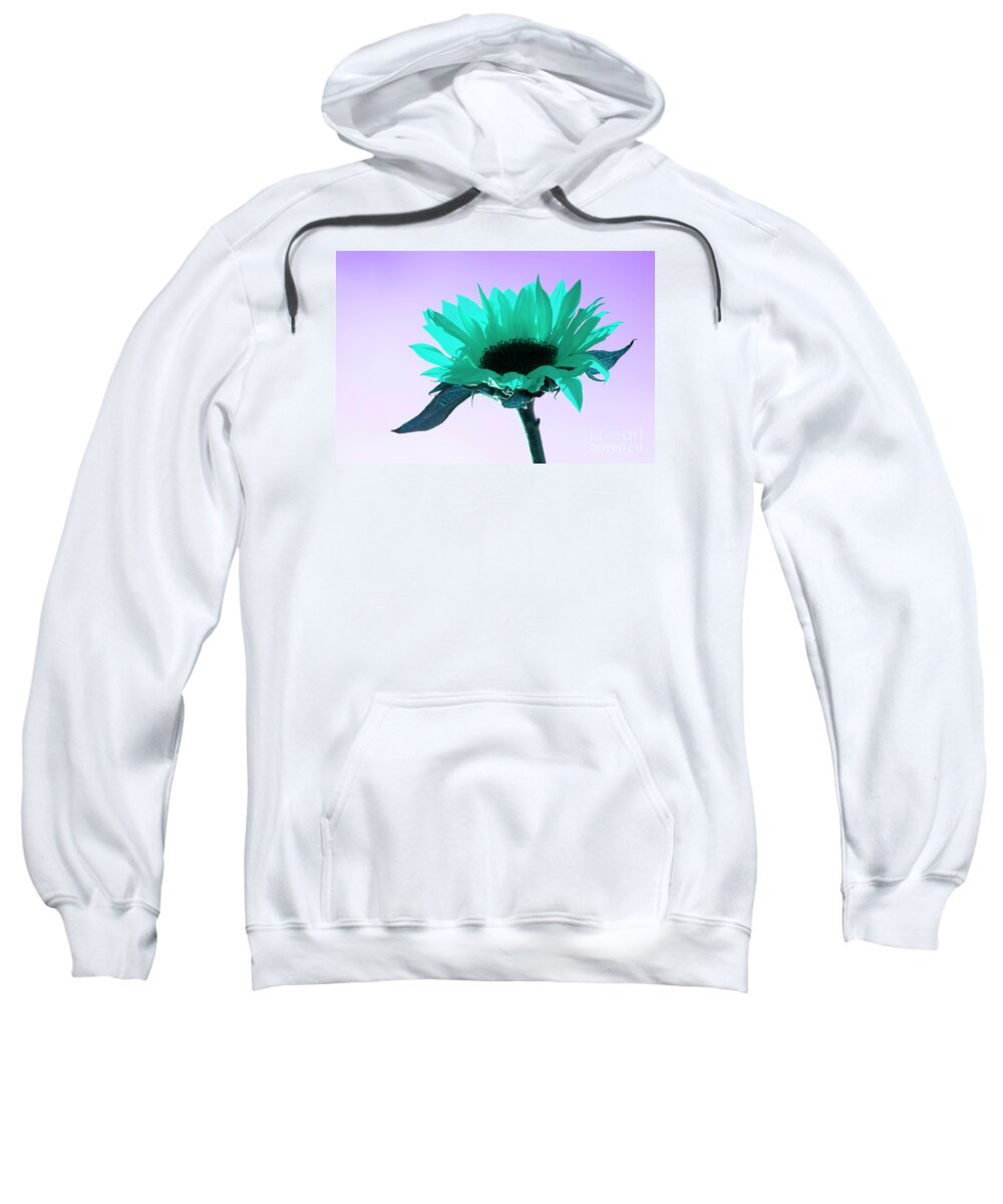 Floral Sweatshirt featuring the photograph Turquoise Sunflower ART by Renee Spade Photography